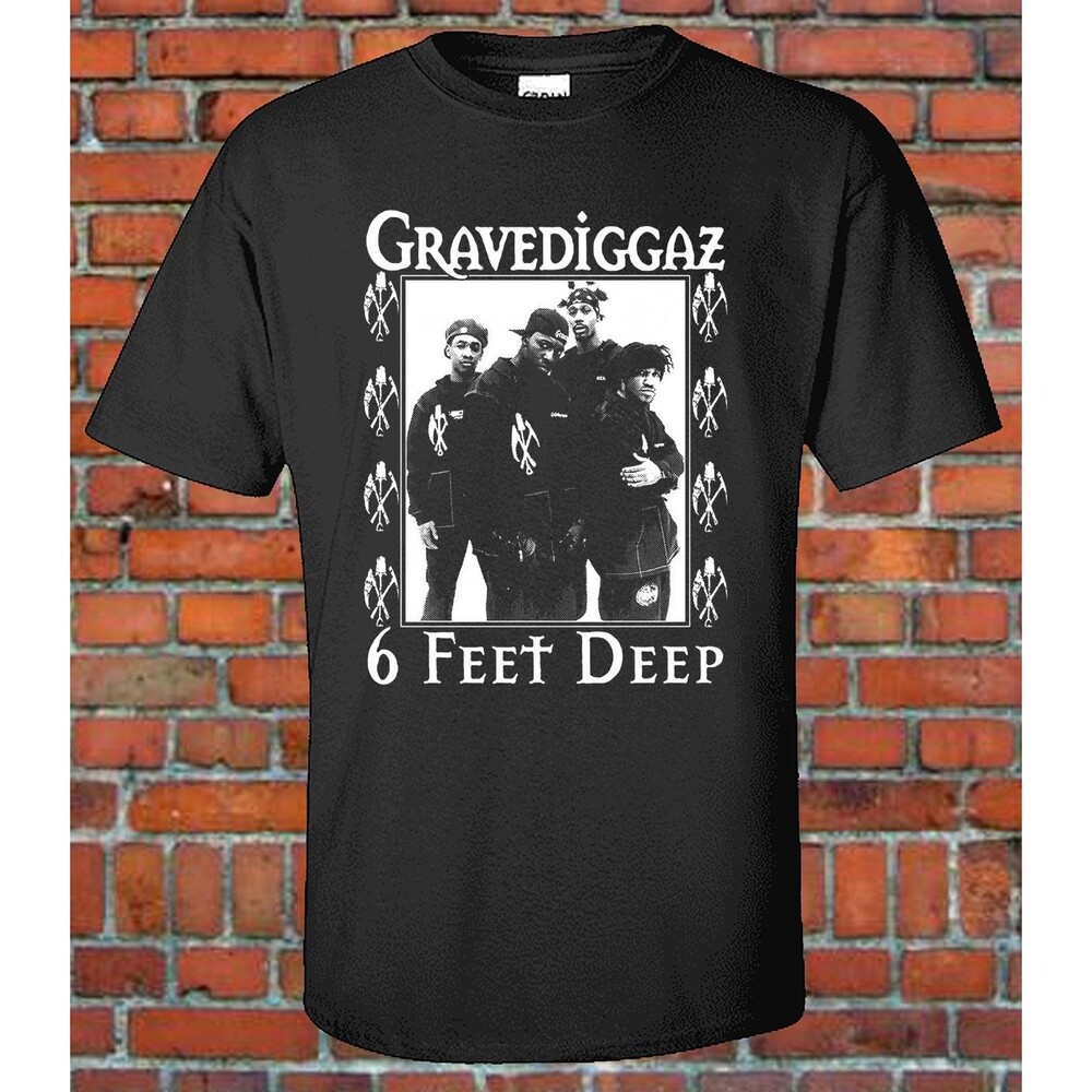GRAVEDIGGAZ 6 FEET DEEP VINTAGE RAP TEE RZA BLACK HEAVY COTTON GRAPHIC SHIRT
